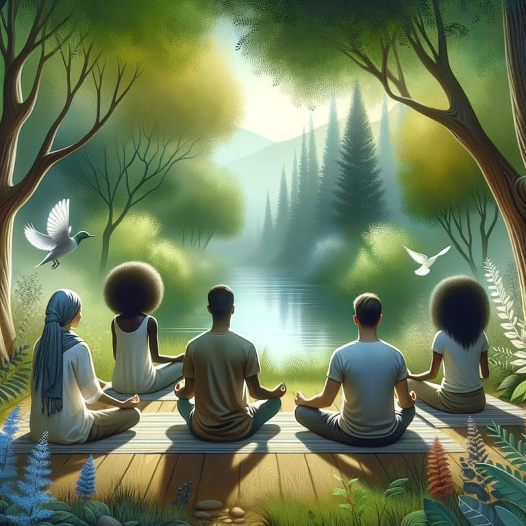 Serene meditation sessions at mental health retreats promote relaxation and mindfulness