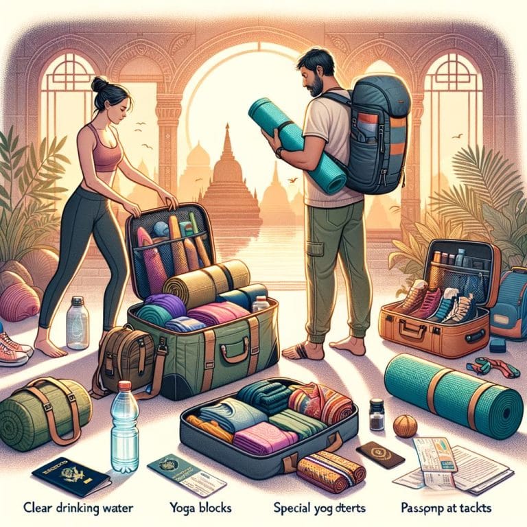 Yoga Travel Essentials 7 mat, blocks, water bottle, and comfy clothes for any adventure